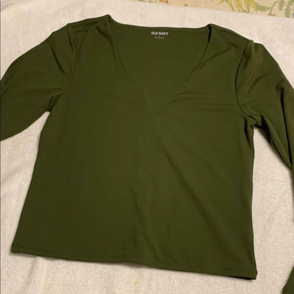Old Navy Green Fitted 3/4 Sleeve Blouse